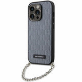 Husa pentru iPhone 14 Pro Max, Karl Lagerfeld Saffiano Monogram Chain (KLHCP14XSACKLHPG), gri