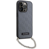 Husa pentru iPhone 14 Pro Max, Karl Lagerfeld Saffiano Monogram Chain (KLHCP14XSACKLHPG), gri