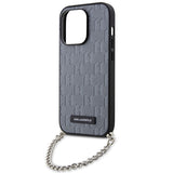 Husa pentru iPhone 14 Pro Max, Karl Lagerfeld Saffiano Monogram Chain (KLHCP14XSACKLHPG), gri