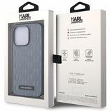 Husa pentru iPhone 14 Pro Max, Karl Lagerfeld Saffiano Monogram Chain (KLHCP14XSACKLHPG), gri