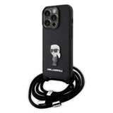 Husa pentru iPhone 15 Pro, Karl Lagerfeld Saffiano Crossbody (KLHCP15LSASKNPSK), negru
