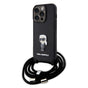 Husa pentru iPhone 15 Pro, Karl Lagerfeld Saffiano Crossbody (KLHCP15LSASKNPSK), negru