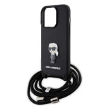 Husa pentru iPhone 15 Pro, Karl Lagerfeld Saffiano Crossbody (KLHCP15LSASKNPSK), negru