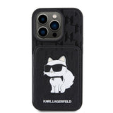 Husa pentru iPhone 15 Pro, Karl Lagerfeld Saffiano Cardslots and Stand (KLHCP15LSAKCNSCK), negru