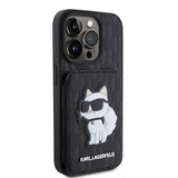 Husa pentru iPhone 15 Pro, Karl Lagerfeld Saffiano Cardslots and Stand (KLHCP15LSAKCNSCK), negru