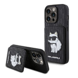 Husa pentru iPhone 15 Pro, Karl Lagerfeld Saffiano Cardslots and Stand (KLHCP15LSAKCNSCK), negru