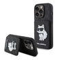 Husa pentru iPhone 15 Pro, Karl Lagerfeld Saffiano Cardslots and Stand (KLHCP15LSAKCNSCK), negru