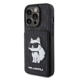 Husa pentru iPhone 15 Pro, Karl Lagerfeld Saffiano Cardslots and Stand (KLHCP15LSAKCNSCK), negru
