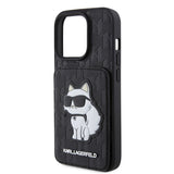 Husa pentru iPhone 15 Pro, Karl Lagerfeld Saffiano Cardslots and Stand (KLHCP15LSAKCNSCK), negru
