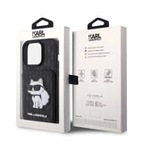 Husa pentru iPhone 15 Pro, Karl Lagerfeld Saffiano Cardslots and Stand (KLHCP15LSAKCNSCK), negru
