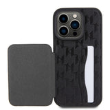 Husa pentru iPhone 15 Pro, Karl Lagerfeld Saffiano Cardslots and Stand (KLHCP15LSAKCNSCK), negru