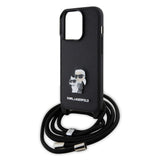 Husa pentru iPhone 15 Pro, Karl Lagerfeld Saffiano Crossbody (KLHCP15LSAKCPSK), negru
