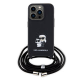 Husa pentru iPhone 15 Pro, Karl Lagerfeld Saffiano Crossbody (KLHCP15LSAKCPSK), negru