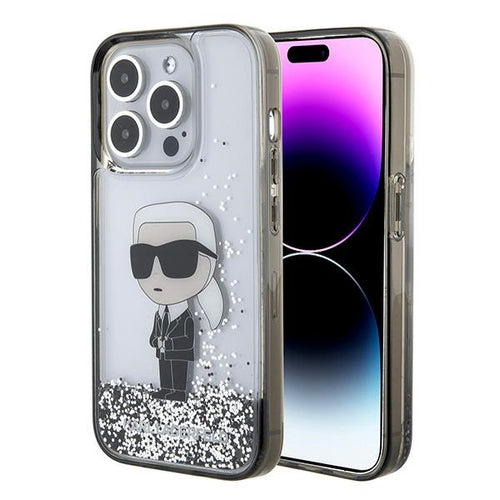 Husa pentru iPhone 15 Pro, Karl Lagerfeld Hardcase Liquid Glitter (KLHCP15LLKKNSK), transparenta