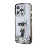 Husa pentru iPhone 15 Pro, Karl Lagerfeld Hardcase Liquid Glitter (KLHCP15LLKKNSK), transparenta