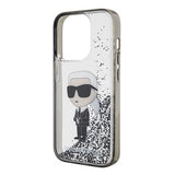 Husa pentru iPhone 15 Pro, Karl Lagerfeld Hardcase Liquid Glitter (KLHCP15LLKKNSK), transparenta