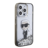 Husa pentru iPhone 15 Pro, Karl Lagerfeld Hardcase Liquid Glitter (KLHCP15LLKKNSK), transparenta