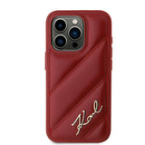 Husa pentru iPhone 15 Pro, Karl Lagerfeld Diagonal Quilted Script (KLHCP15LPQDSMGR), rosu