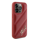 Husa pentru iPhone 15 Pro, Karl Lagerfeld Diagonal Quilted Script (KLHCP15LPQDSMGR), rosu