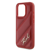 Husa pentru iPhone 15 Pro, Karl Lagerfeld Diagonal Quilted Script (KLHCP15LPQDSMGR), rosu