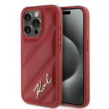 Husa pentru iPhone 15 Pro, Karl Lagerfeld Diagonal Quilted Script (KLHCP15LPQDSMGR), rosu
