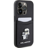 Husa pentru iPhone 15 Pro, Karl Lagerfeld Saffiano Cardslot (KLHCP15LSAPKCNPK), negru