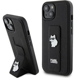 Husa pentru iPhone 15 Plus, Karl Lagerfeld Saffiano Gripstand (KLHCP15MGSACHPK), negru