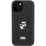 Husa pentru iPhone 15, Karl Lagerfeld Saffiano Gripstand (KLHCP15SGSAKCPK), negru