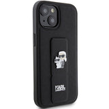 Husa pentru iPhone 15, Karl Lagerfeld Saffiano Gripstand (KLHCP15SGSAKCPK), negru