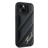 Husa pentru iPhone 15, Karl Lagerfeld Diagonal Quilted Script (KLHCP15SPQDSMGK), negru