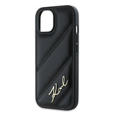 Husa pentru iPhone 15, Karl Lagerfeld Diagonal Quilted Script (KLHCP15SPQDSMGK), negru