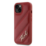 Husa pentru iPhone 15, Karl Lagerfeld Diagonal Quilted Script (KLHCP15SPQDSMGR), rosu