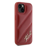 Husa pentru iPhone 15, Karl Lagerfeld Diagonal Quilted Script (KLHCP15SPQDSMGR), rosu