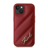 Husa pentru iPhone 15, Karl Lagerfeld Diagonal Quilted Script (KLHCP15SPQDSMGR), rosu