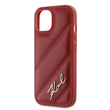 Husa pentru iPhone 15, Karl Lagerfeld Diagonal Quilted Script (KLHCP15SPQDSMGR), rosu