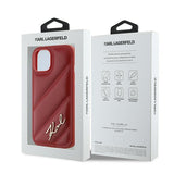Husa pentru iPhone 15, Karl Lagerfeld Diagonal Quilted Script (KLHCP15SPQDSMGR), rosu