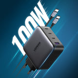 Incarcator retea UGREEN CD226 (40747), Incarcare rapida, GaN 3x Type-C, USB, 100W, negru