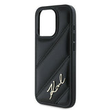 Husa pentru iPhone 15 Pro Max, Karl Lagerfeld Diagonal Quilted Script (KLHCP15XPQDSMGK), negru