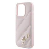 Husa pentru iPhone 15 Pro Max, Karl Lagerfeld Diagonal Quilted Script (KLHCP15XPQDSMGP), roz