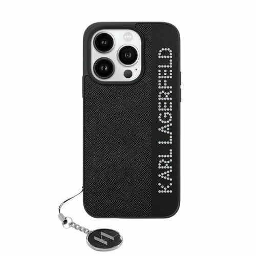Husa pentru iPhone 15 Pro Max, Karl Lagerfeld Saffiano Rhinestones&Charm (KLHCP15XPSAKDGCK), negru