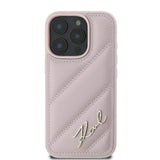 Husa pentru iPhone 16 Pro, Karl Lagerfeld Diagonal Quilted Script (KLHCP16LPQDSMGP), roz