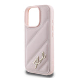 Husa pentru iPhone 16 Pro, Karl Lagerfeld Diagonal Quilted Script (KLHCP16LPQDSMGP), roz