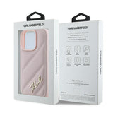 Husa pentru iPhone 16 Pro, Karl Lagerfeld Diagonal Quilted Script (KLHCP16LPQDSMGP), roz