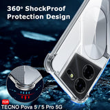 Husa pentru Tecno Pova 5 Pro, Techsuit Shockproof Clear Silicone, transparenta