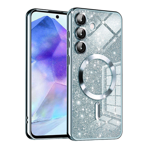 Husa pentru Samsung Galaxy A55 5G, Techsuit Lux Glitter MagSafe, bleu
