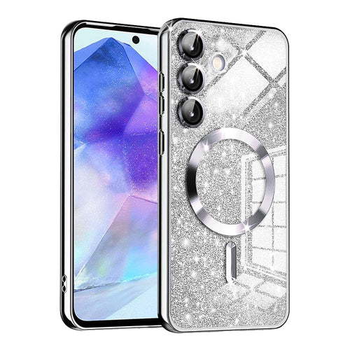 Husa pentru Samsung Galaxy A55 5G, Techsuit Lux Glitter MagSafe, argintiu