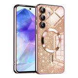 Husa pentru Samsung Galaxy A55 5G, Techsuit Lux Glitter MagSafe, roz auriu