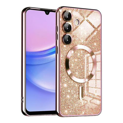 Husa pentru Samsung Galaxy A15 4G, Techsuit Lux Glitter MagSafe, roz auriu