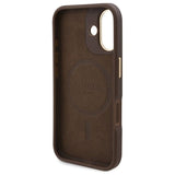 Husa pentru iPhone 16, Guess Hardcase 4G Logo Plate MagSafe (GUHMP16SU4GPRW), maro