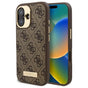 Husa pentru iPhone 16, Guess Hardcase 4G Logo Plate MagSafe (GUHMP16SU4GPRW), maro